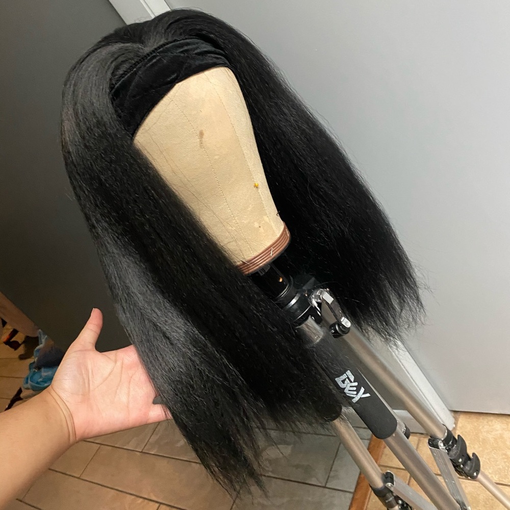 Kinky straight synthetic headband wig
